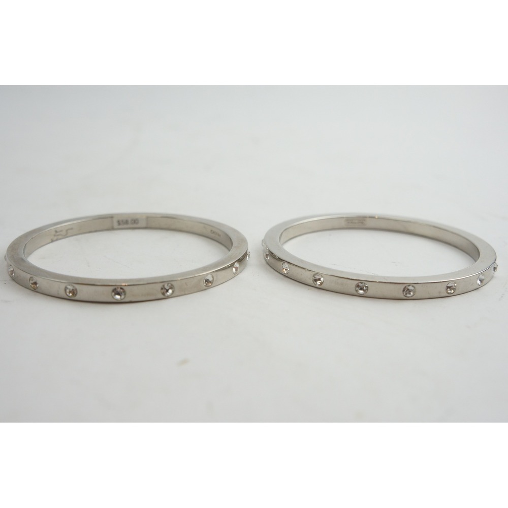 Coach Bangle Bracelet Set Silver Crystal Accents Good